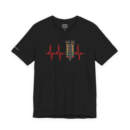 Racer’s Heartbeat – Drag Strip Light Tree Tee — Retro Signal Pulse Graphic T‑Shirt