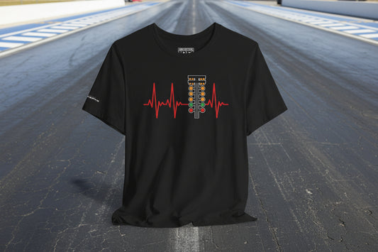 Racer’s Heartbeat – Drag Strip Light Tree Tee — Retro Signal Pulse Graphic T‑Shirt