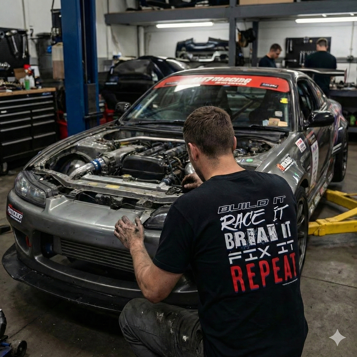 “Build / Race / Break / Fix / Repeat” Tee (black)